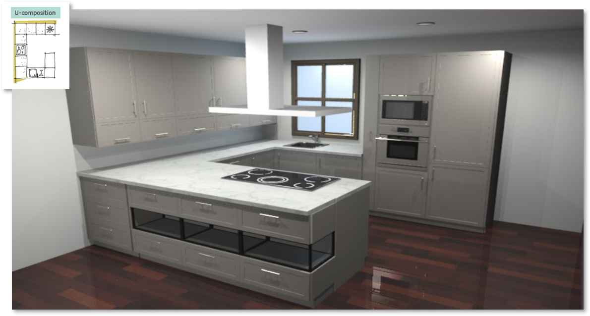 Newport Taupe Inspirational kitchen layout examples - Example 3