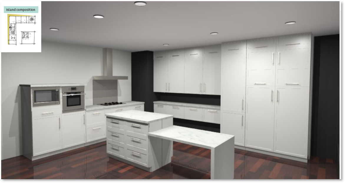 Newport White Inspirational kitchen layout examples - Example 6