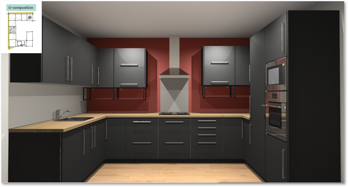 Soho Black Inspirational kitchen layout examples - Example 4
