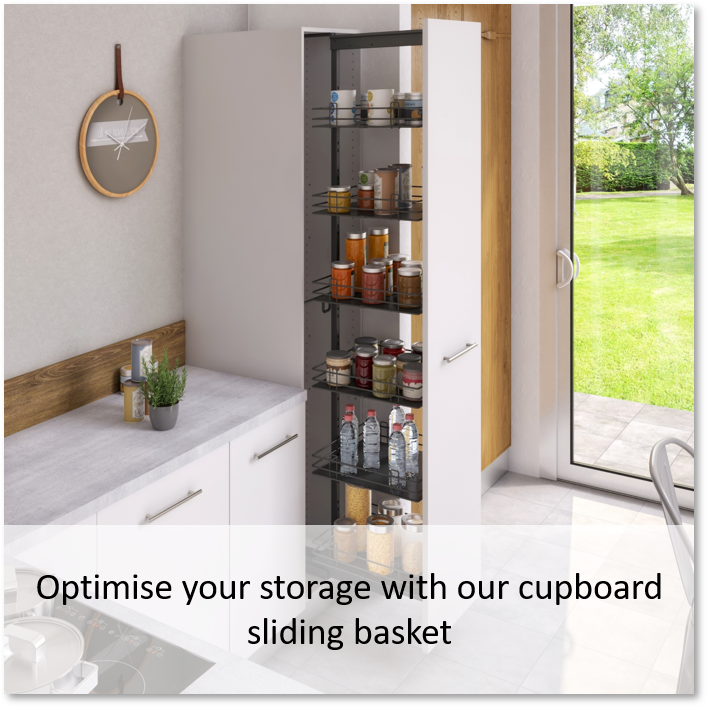 Optimize kitchen storage with sliding baskets
