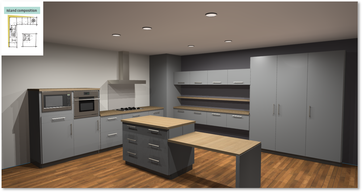 Sofia Grey Inspirational kitchen layout examples - Example 6