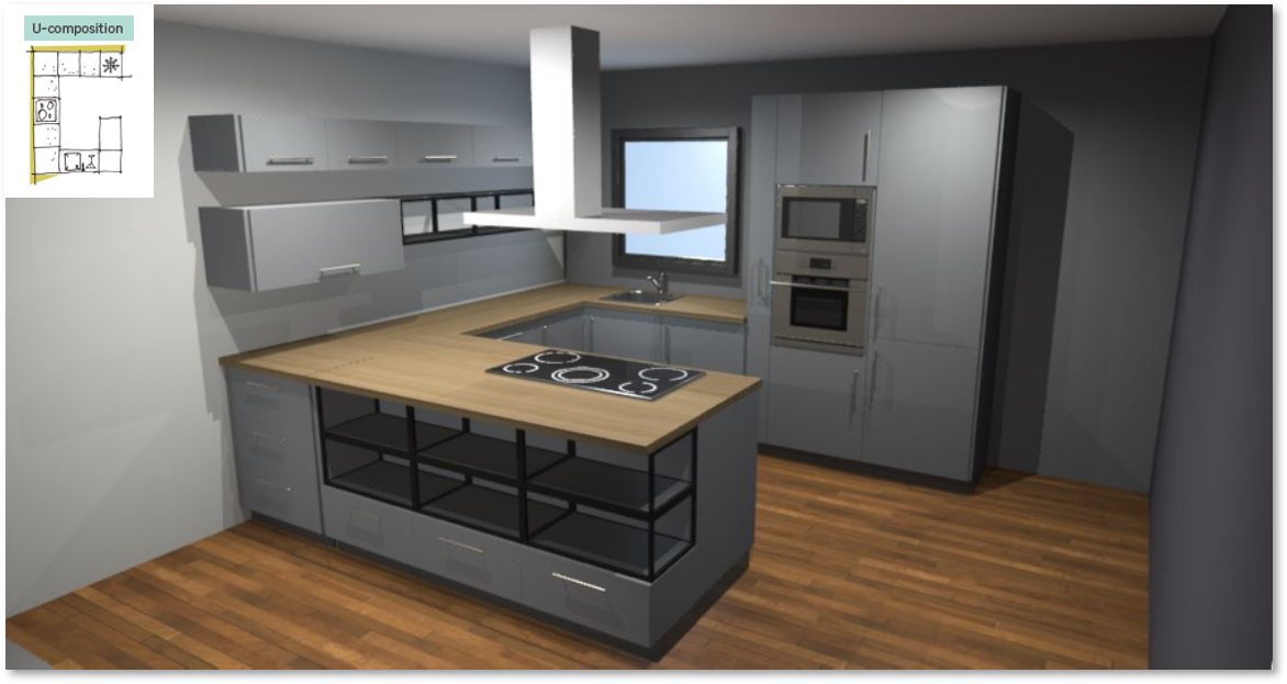 Sofia Grey Inspirational kitchen layout examples - Example 3