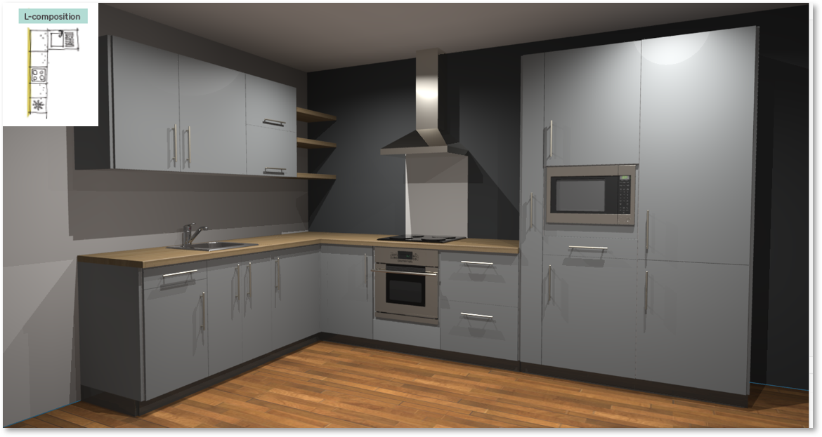 Sofia Grey Inspirational kitchen layout examples - Example 2